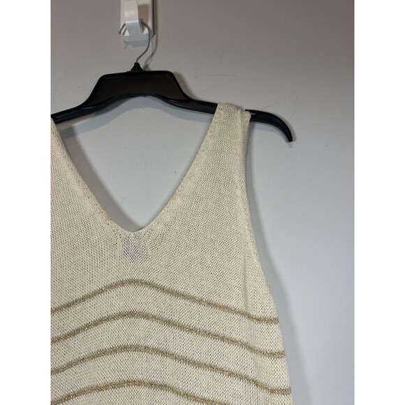 Floris Made in Italy Crochet dress ivory Gold Metallic Stripe M/L NWT #2319 - Picture 6 of 10